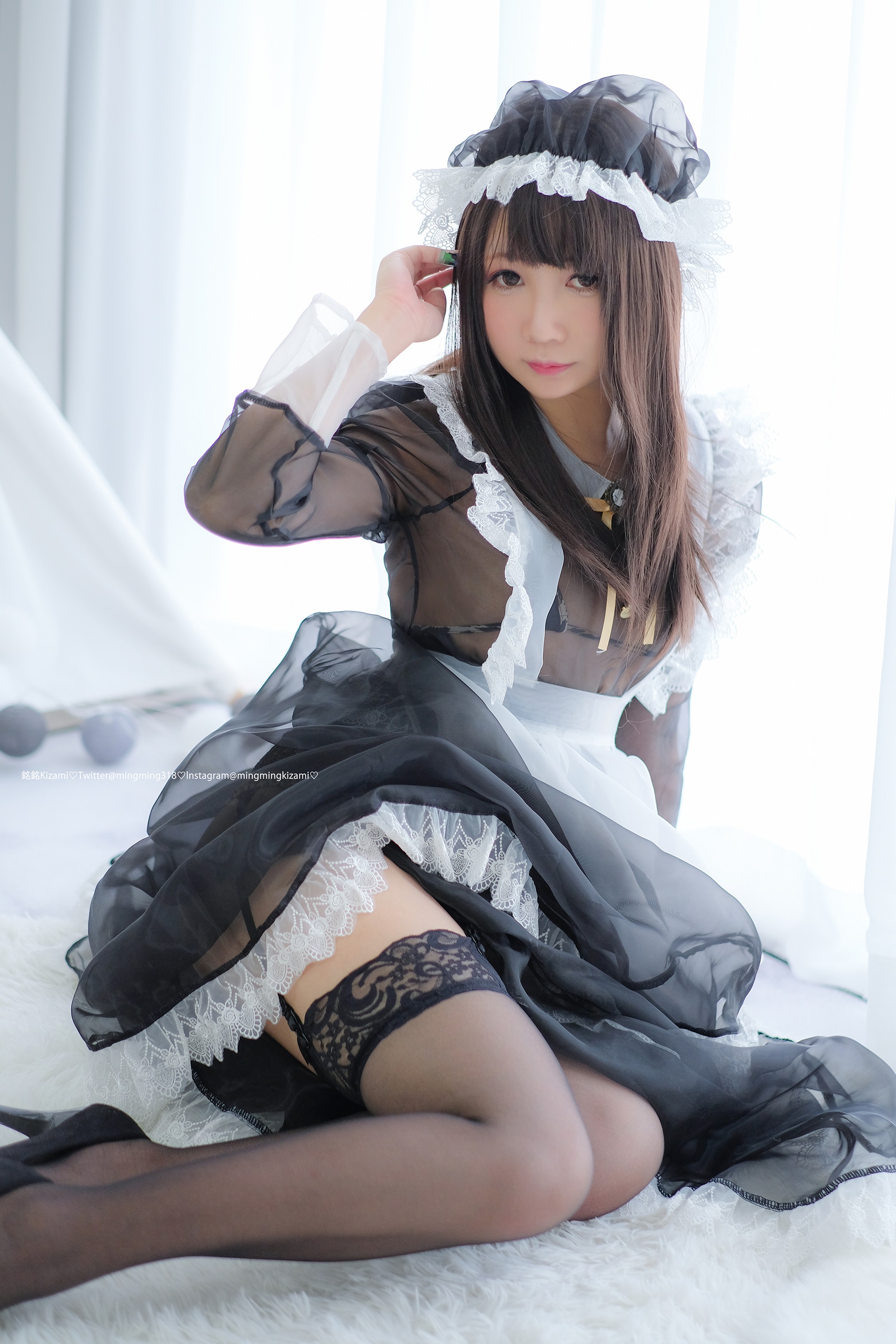 图片[1]-铭铭 Kizami – NO.045 透明メイド服 写真自撮り [153P]-XikXak